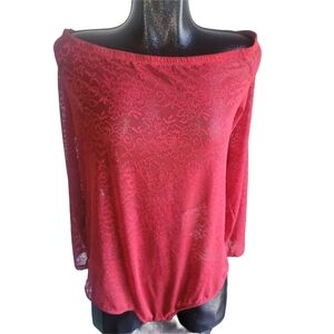 Torrid Curves Red Stretchy Lace Off-Shoulder Bodysuit 3X